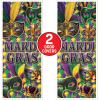Beistle Mardi Gras Door Covers – 2 Pack, All-Weather Thin Plastic Decorations with Mask, Beads & Fleur-de-Lis Design, Green, Gold & Purple Carnival Entryway Décor for Masquerade Parties, 6′ x 30″