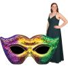 Beistle Mardi Gras Masquerade Mask Stand-Up – Colorful Cardboard Display with Attached Easel, Festive Mask Prop for New Orleans Parties, Carnival Themes, Parades & Photo Backdrops, 27½” x 4′ 7″