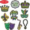 Beistle Mini Mardi Gras Cutouts – 18 Pack, Double-Sided Glitter Cutouts with Masks, Crowns, Jesters, Beads & Fleur-de-Lis Designs, Carnival Party Tabletop Scatter & Wall Décor Accents, 2¾”–5¾”
