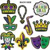 Beistle Mini Mardi Gras Cutouts – 18 Pack, Double-Sided Glitter Cutouts with Masks, Crowns, Jesters, Beads & Fleur-de-Lis Designs, Carnival Party Tabletop Scatter & Wall Décor Accents, 2¾”–5¾”
