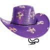 Beistle Sequined Mardi Gras Cowboy Hat – Purple Western Hat with Gold Fleur-de-Lis, Sparkling Costume Accessory with Adjustable Chin Strap for New Orleans Parties, Parades & Carnival Celebrations