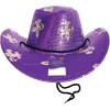 Beistle Sequined Mardi Gras Cowboy Hat – Purple Western Hat with Gold Fleur-de-Lis, Sparkling Costume Accessory with Adjustable Chin Strap for New Orleans Parties, Parades & Carnival Celebrations
