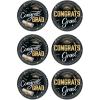 Beistle Congrats Grad Buttons – 6 Pack, Graduation Pinback Buttons with Black & Gold Designs, Round Buttons with Metal Backs, Celebration Accessories for Graduation Ceremonies, Events & Parties, 2″