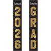 Beistle Jointed Foil Graduation Pull-Down Cutouts – 2 Pack, Hanging Decorations with “Class of 2026” & “Congrats GRAD” Designs, Black and Gold Graduation Décor for Ceremonies & Celebrations, 6’