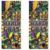 Beistle Mardi Gras Door Covers – 2 Pack, All-Weather Thin Plastic Decorations with Mask, Beads & Fleur-de-Lis Design, Green, Gold & Purple Carnival Entryway Décor for Masquerade Parties, 6′ x 30″