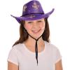 Beistle Sequined Mardi Gras Cowboy Hat – Purple Western Hat with Gold Fleur-de-Lis, Sparkling Costume Accessory with Adjustable Chin Strap for New Orleans Parties, Parades & Carnival Celebrations