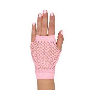 Beistle Black Short Fishnet Gloves – 2 Pairs, Fingerless Stretch Mesh Costume Accessories with Elastic Wrist Cuffs, Retro 80s Party Wear, Halloween Outfit Accents for Dance Rave Themed Events(Pink)