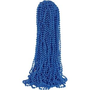 Beistle Blue Party Beads – 50 Pack, Bulk Plastic Bead Necklaces, Lightweight Costume Accessories for Mardi Gras, New Year’s Eve, Themed Parties, Stage Styling, Photo Booth Props & Event Décor, 33”(Blue)