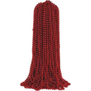 Beistle Blue Party Beads – 50 Pack, Bulk Plastic Bead Necklaces, Lightweight Costume Accessories for Mardi Gras, New Year’s Eve, Themed Parties, Stage Styling, Photo Booth Props & Event Décor, 33”(Red)