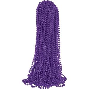 Beistle Blue Party Beads – 50 Pack, Bulk Plastic Bead Necklaces, Lightweight Costume Accessories for Mardi Gras, New Year’s Eve, Themed Parties, Stage Styling, Photo Booth Props & Event Décor, 33”(Purple)