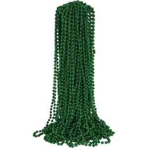Beistle Blue Party Beads – 50 Pack, Bulk Plastic Bead Necklaces, Lightweight Costume Accessories for Mardi Gras, New Year’s Eve, Themed Parties, Stage Styling, Photo Booth Props & Event Décor, 33”(Green)