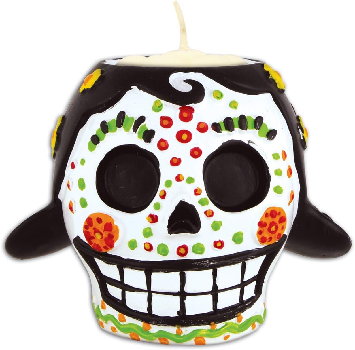 image:imageBeistle Day of The Dead Tea Light Holder Set Male and Female Sugar Skull Candle Holders Ceramic Dia de Los Muertos Dcor Decorations for Altar Displays Home and Festive Celebrations 6 Ounces