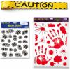 Beistle Crime Scene Party Decoration Bundle – Bullet Hole Peel ’N Place Stickers, Bloody Handprint Window Clings and Caution Tape, Realistic Police, Forensic and Halloween Décor for Parties & Events