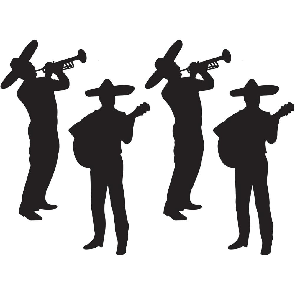 image:imageBeistle Mariachi Band Silhouettes Set of 4 Fiesta Party Decor Props for Mexican Theme Celebrations Musician Wall Art and Cinco de Mayo and Taco Tuesday Decorations