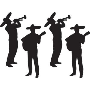 Beistle Mariachi Band Silhouettes, Set of 4- Fiesta Party Decor Props for Mexican Theme Celebrations, Musician Wall Art, and Cinco de Mayo and Taco Tuesday Decorations