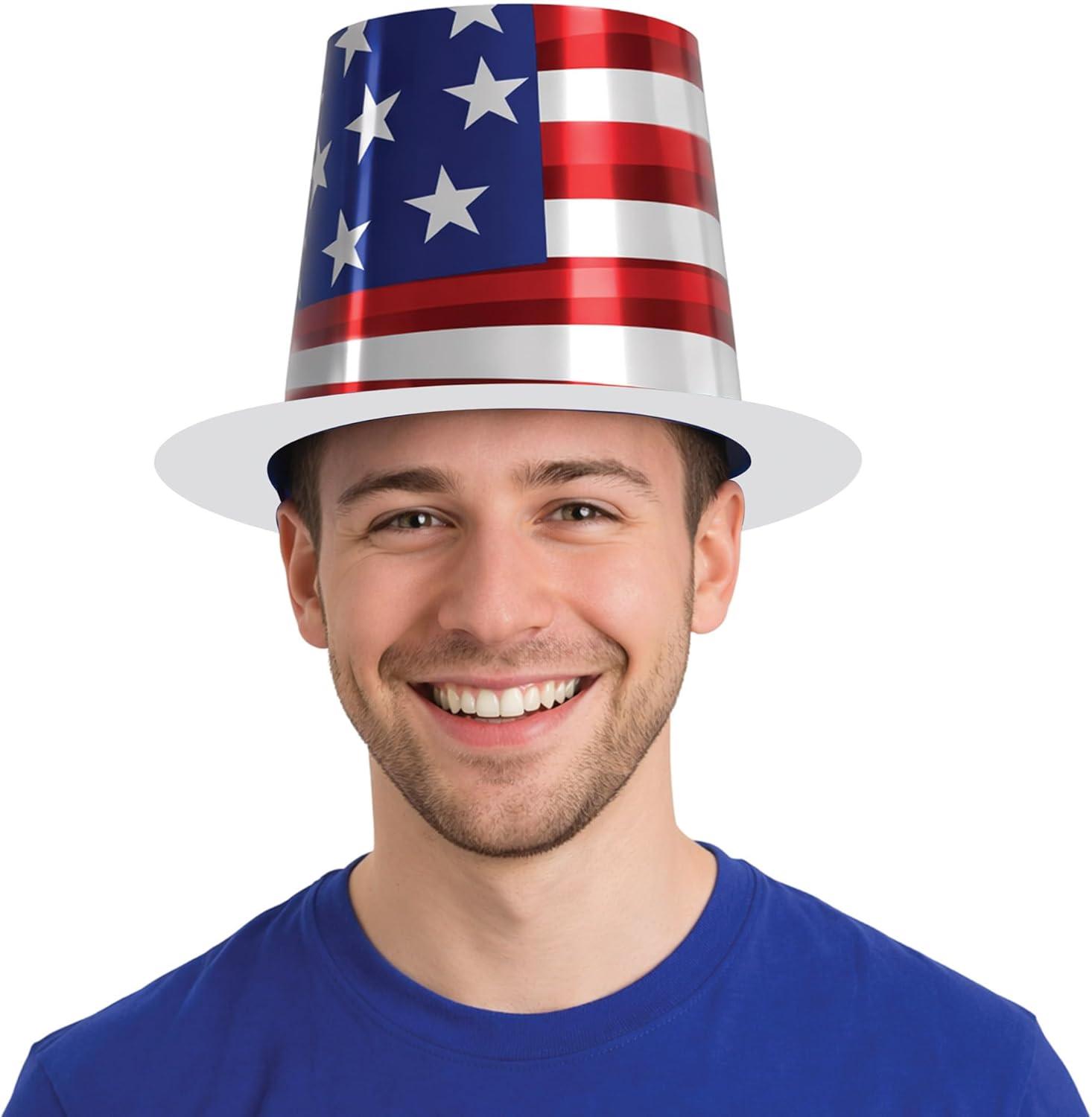image:imageBeistle Patriotic Foil HiHats 5 Pack Red White amp Blue Top Hat Party Accessories Shiny Stars and Stripes Novelty Headwear for July 4th Celebrations Parades amp United States National Holidays