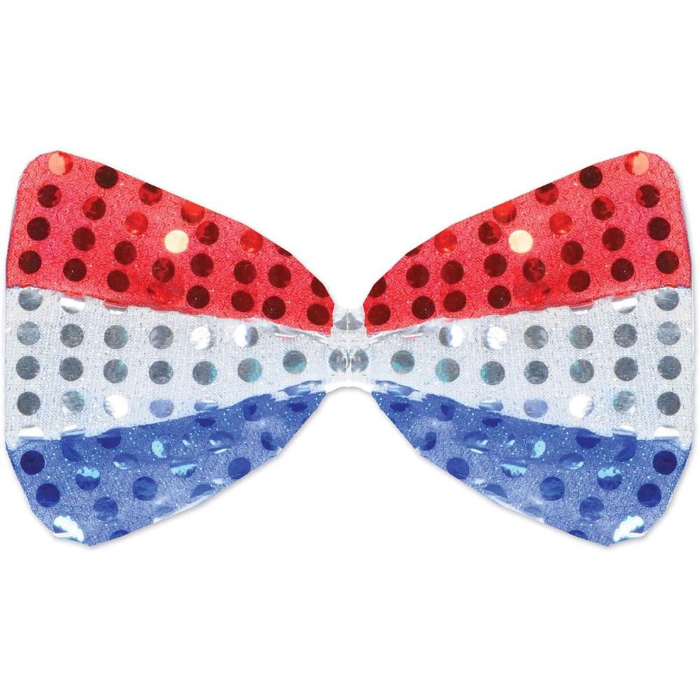 image:imageBeistle Beaded Patriotic Ties Red White amp Blue Costume Accessories Fourth of July Party Supplies for Summer HolidaysRedSilverBlue