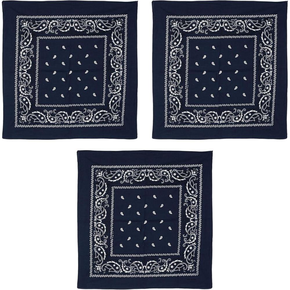 image:imageBeistle Blue Fabric Bandanas 3 Pack Polyester Paisley Head Scarf Squares Western Cowboy Rodeo Festival Wearables Country Costume Accessories Neck Scarf Wraps amp Themed Event Dcor 22 x 22