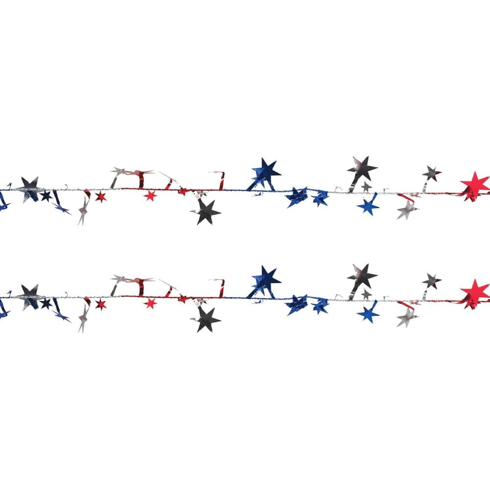 image:imageBeistle Gleam N Flex Star Garlands 2Pack Patriotic Red Silver and Blue Wire Garlands with Metallic Stars for 4th of July Memorial Day and USA Americana Party Decorations 25 Each
