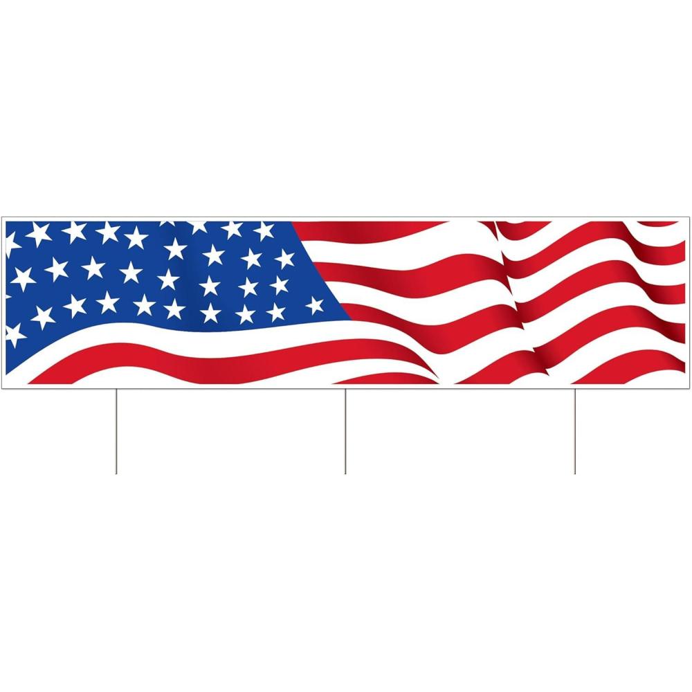 image:imageBeistle Jumbo American Flag Yard Sign Large Outdoor Patriotic Lawn Display Plastic Trifold Sign with Metal Stakes AllWeather Fourth of July Memorial Day amp Americana Event Dcor 11 x 3 11