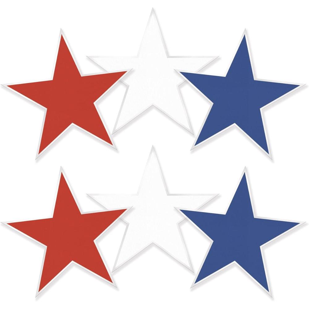image:imageBeistle Patriotic Plastic Star Cutouts Pack of 6 Red White and Blue 4th of July Wall Decorations for Showing USA Pride DIY Projects Labor Day Parties and Memorial Day Parades