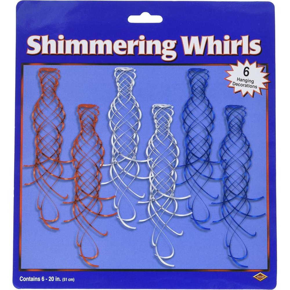 image:imageBeistle Red Silver amp Blue Star Whirls Hanging Patriotic Decorations USA Party Supplies Fourth of July Memorial Day amp Themed Holiday DecorShimmering Whirls