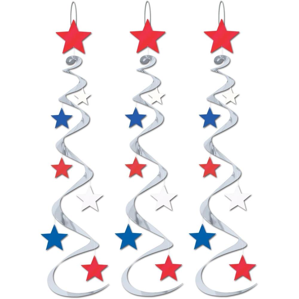 image:imageBeistle Red Silver amp Blue Star Whirls Hanging Patriotic Decorations USA Party Supplies Fourth of July Memorial Day amp Themed Holiday DecorStar Whirls A
