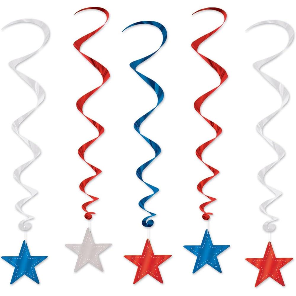 image:imageBeistle Red Silver amp Blue Star Whirls Hanging Patriotic Decorations USA Party Supplies Fourth of July Memorial Day amp Themed Holiday DecorStar Whirls B