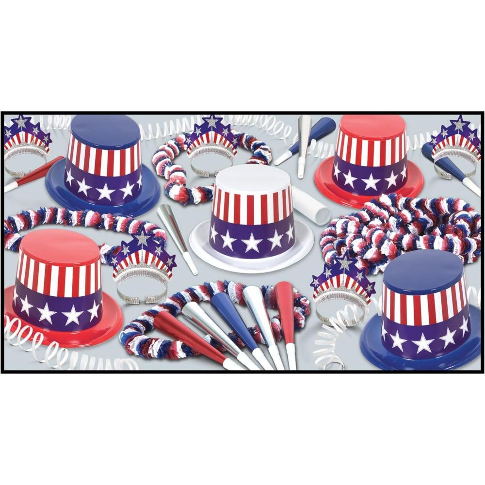 image:imageBeistle Spirit of America Party Accessories Red White amp Blue Patriotic Supplies for Fourth of July Memorial DaySpirit Of America ClearView Asst for 10 1Pack