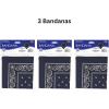 Beistle Blue Fabric Bandanas – 3 Pack, Polyester Paisley Head Scarf Squares, Western Cowboy Rodeo Festival Wearables, Country Costume Accessories, Neck Scarf Wraps & Themed Event Décor, 22″ x 22″