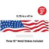 Beistle Jumbo American Flag Yard Sign – Large Outdoor Patriotic Lawn Display, Plastic Trifold Sign with Metal Stakes, All-Weather Fourth of July, Memorial Day & Americana Event Décor, 11¾” x 3′ 11″
