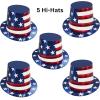Beistle Patriotic Foil Hi-Hats – 5 Pack, Red, White & Blue Top Hat Party Accessories, Shiny Stars and Stripes Novelty Headwear for July 4th Celebrations, Parades & United States National Holidays
