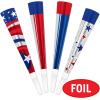 Beistle Patriotic Foil Horns – 12 Pack, Red White & Blue Noisemakers with Star & Stripe Designs, Metallic Celebration Horns with Jumbo Mouthpieces for 4th of July, Patriotic Parades & Civic Events, 9″