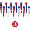 Beistle Patriotic Foil Horns – 12 Pack, Red White & Blue Noisemakers with Star & Stripe Designs, Metallic Celebration Horns with Jumbo Mouthpieces for 4th of July, Patriotic Parades & Civic Events, 9″