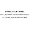 Beistle Patriotic Party Décor Bundle – Red, White & Blue Star Gleam ’N Burst Centerpiece & 25-Foot Metallic Star Garland, Festive Decorations for 4th of July, Memorial Day, and Americana Celebrations
