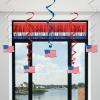Beistle Red, Silver & Blue Star Whirls, Hanging Patriotic Decorations, USA Party Supplies, Fourth of July, Memorial Day & Themed Holiday Decor(American Flag Whirls (5-Pack))