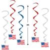 Beistle Red, Silver & Blue Star Whirls, Hanging Patriotic Decorations, USA Party Supplies, Fourth of July, Memorial Day & Themed Holiday Decor(American Flag Whirls (5-Pack))