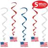 Beistle Red, Silver & Blue Star Whirls, Hanging Patriotic Decorations, USA Party Supplies, Fourth of July, Memorial Day & Themed Holiday Decor(American Flag Whirls (5-Pack))