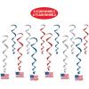 Beistle Red, Silver & Blue Star Whirls, Hanging Patriotic Decorations, USA Party Supplies, Fourth of July, Memorial Day & Themed Holiday Decor(American Flag Whirls (24-Pack))