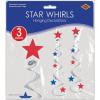 Beistle Red, Silver & Blue Star Whirls, Hanging Patriotic Decorations, USA Party Supplies, Fourth of July, Memorial Day & Themed Holiday Decor(Star Whirls – A)