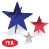 Beistle Red, Silver, and Blue 3-D Foil Star Centerpieces – 6 Pack, Dimensional Star Table Decorations, Freestanding Metallic Décor for New Year’s Eve Celebrations, July 4th Parties & Patriotic Events