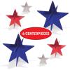 Beistle Red, Silver, and Blue 3-D Foil Star Centerpieces – 6 Pack, Dimensional Star Table Decorations, Freestanding Metallic Décor for New Year’s Eve Celebrations, July 4th Parties & Patriotic Events
