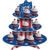 Beistle Semiquincentennial Cupcake Stand – 3-Tier Patriotic Dessert Display with USA 250 Design, Freestanding Red, White & Blue Treat Stand for 1776–2026 Events, July 4th Parties & Buffet Tables, 16″