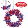 Feather Wreath (red, white, blue) Party Accessory  (1 count)(Fancy Wreath – 12″)