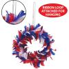 Feather Wreath (red, white, blue) Party Accessory  (1 count)(Fancy Wreath – 8″)