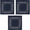 Beistle Blue Fabric Bandanas – 3 Pack, Polyester Paisley Head Scarf Squares, Western Cowboy Rodeo Festival Wearables, Country Costume Accessories, Neck Scarf Wraps & Themed Event Décor, 22″ x 22″