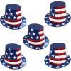 Beistle Patriotic Foil Hi-Hats – 5 Pack, Red, White & Blue Top Hat Party Accessories, Shiny Stars and Stripes Novelty Headwear for July 4th Celebrations, Parades & United States National Holidays