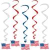 Beistle Red, Silver & Blue Star Whirls, Hanging Patriotic Decorations, USA Party Supplies, Fourth of July, Memorial Day & Themed Holiday Decor(American Flag Whirls (5-Pack))