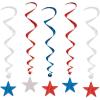 Beistle Red, Silver & Blue Star Whirls, Hanging Patriotic Decorations, USA Party Supplies, Fourth of July, Memorial Day & Themed Holiday Decor(Star Whirls – B)