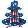 Beistle Semiquincentennial Cupcake Stand – 3-Tier Patriotic Dessert Display with USA 250 Design, Freestanding Red, White & Blue Treat Stand for 1776–2026 Events, July 4th Parties & Buffet Tables, 16″